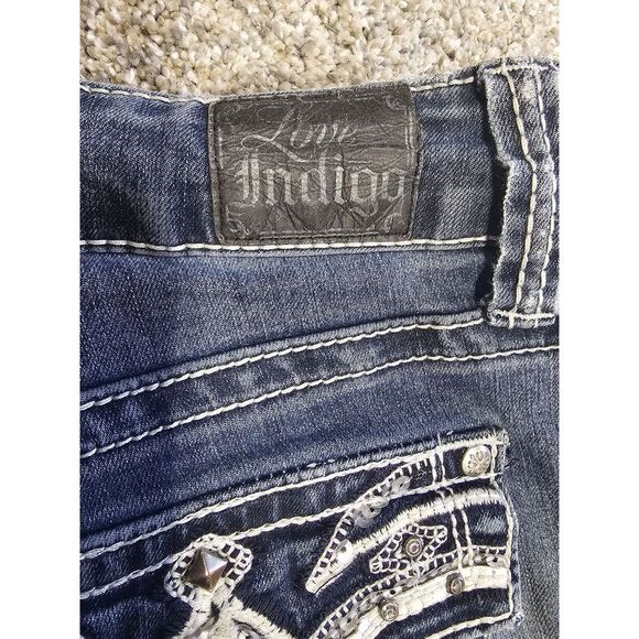 Love Indigo Women's Boot Cut Denim Jeans Distressed Embellished Pockets Size 12 - Picture 4 of 16